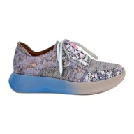 Półbuty damskie - Skórzane Półbuty Sneakersy Damskie Na Platformie Maciejka 06776A-06 Niebieskie - miniaturka - grafika 1