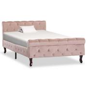 Łóżka - vidaXL Rama łóżka, różowa, tapicerowana aksamitem, 100 x 200 cm - miniaturka - grafika 1