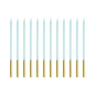 PartyDeco Świeczki urodzinowe gładkie błękitne 14cm 12szt - Urodziny dla dorosłych - miniaturka - grafika 1