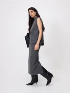 Spódnice - Reserved - Dzianinowa spódnica z rozcięciem - szary - miniaturka - grafika 1