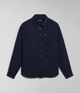 Koszule męskie - camicie uomo napapijri g-linen ls np0a4hq2 176 blu marine - miniaturka - grafika 1
