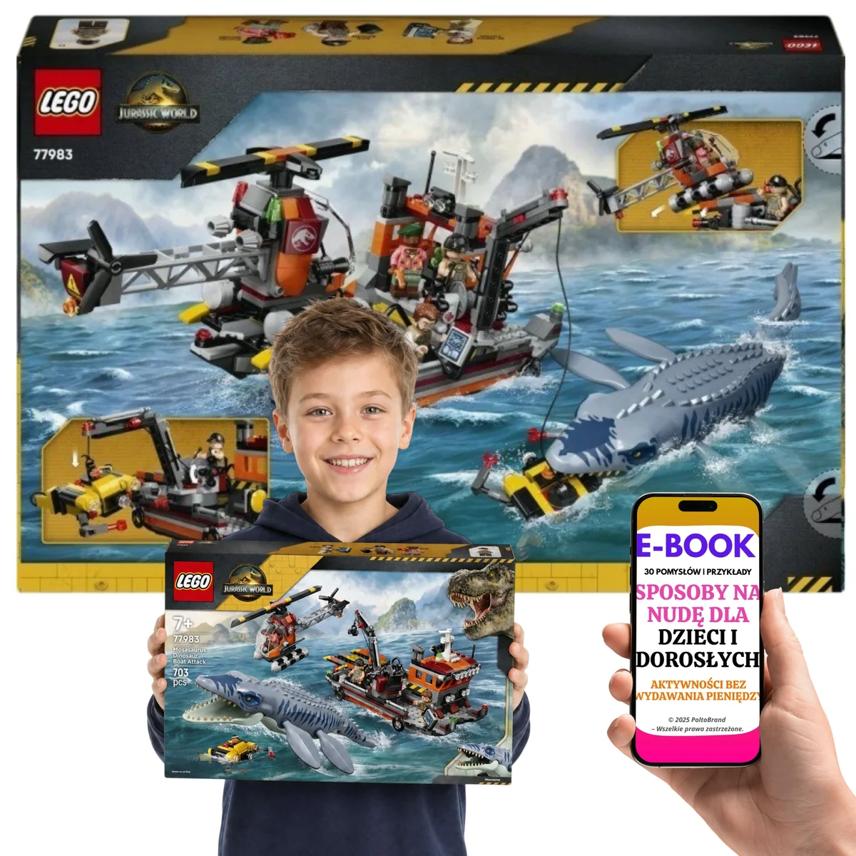 LEGO JURASSIC WORLD Atak mozazaura na łódź 7 lat+ 77983