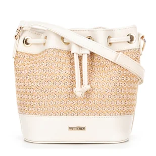 Damska torebka worek z plecionki kremowo - beżowa - Torebki damskie - miniaturka - grafika 1