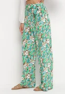 Spodnie damskie - Zielone Szerokie Spodnie z Gumką w Pasie i Materiałowym Paskiem oraz Kieszeniami Rallia - miniaturka - grafika 1