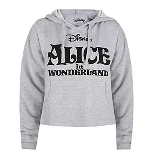 Bluzy damskie - Disney Damska bluza z kapturem z logo Alice, szary, 36 - grafika 1
