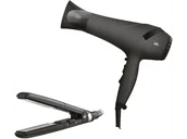 Suszarki do włosów - Suszarka do włosów + mini prostownica podróżna OK. Zestaw suszarka i OK OHCB 225 HAIR CARE BUNDLE Czarny - miniaturka - grafika 1