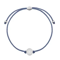 Bransolety męskie - Męska bransoletka na czarnym sznurku ze srebrnym elementem do grawerowania Granatowa - Manoki - miniaturka - grafika 1