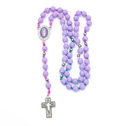 Ręcznie robiony różaniec dla dziecka fioletowy - Różańce - miniaturka - grafika 1