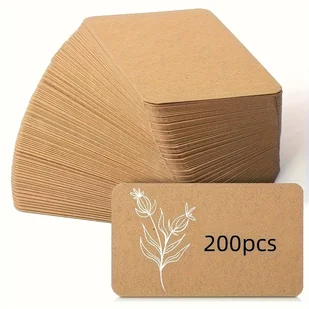 TEMU Zestaw 200 Sztuk Minivizytówek Biznesowych, 9x5.2 cm / 3.54x2.04 cala, w Stylu Skórzanym, Małe Karteczki Notatnikowe, Puste Karty Wizytówki, - Rękodzieło - miniaturka - grafika 1