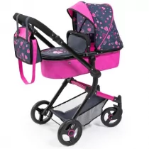 Bayer Design Neo Vario z torbą i koszem na zakupy, możliwość przekształcenia w wózek sportowy, regulacja wysokości, różowy, czarny 18418AA - Wózki dla lalek - miniaturka - grafika 1