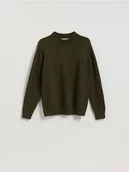 Swetry męskie - Reserved - Bawełniany półgolf - ciemnozielony - miniaturka - grafika 1