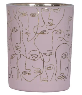 Świecznik szklany rózowy w twarze średni - Świeczniki - miniaturka - grafika 1