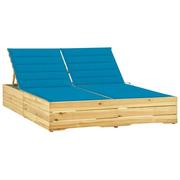 Leżaki ogrodowe - vidaXL Lumarko Podwójny leżak z niebieskimi poduszkami, impregnowana sosna! 3065973 - miniaturka - grafika 1