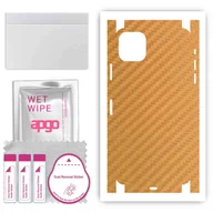 Szkła hartowane na telefon - Folia naklejka skórka strukturalna na TYŁ+BOKI do Apple iPhone 11 Pro Max - Carbon Złoty - apgo SKINS - miniaturka - grafika 1