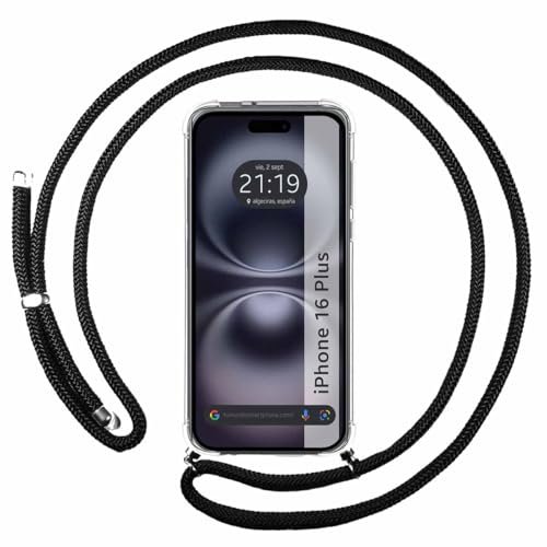 Przezroczyste etui na telefon iPhone 16 Plus (6,7) ze smyczą w kolorze różowej fuksji