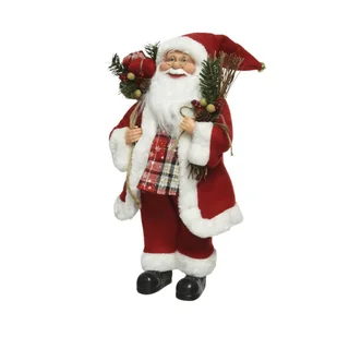 Święty Mikołaj materiałowy 45cm czerwony z gałązkami - Ozdoby bożonarodzeniowe - miniaturka - grafika 2