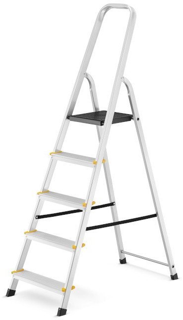 DRABEST Drabina aluminiowa, 5 stopni, wytrzymałość 150 kg I-1915