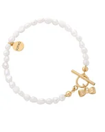 Bransoletki - Złota bransoletka z pereł naturalnych z kokardką - miniaturka - grafika 1