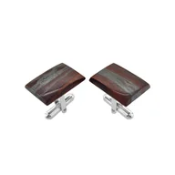 Spinki do mankietów i krawatów - Spinki do mankietów Jaspis z Hematytem (S1299) Srebro [925] - miniaturka - grafika 1