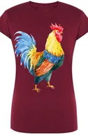 Koszulki i topy damskie - Damski T-Shirt Kolorowy Kogut Modny Rozm.XXL - miniaturka - grafika 1