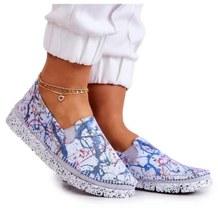 Damskie Półbuty Wsuwane Skórzane Maciejka 03512-39 Niebieskie - Mokasyny damskie - miniaturka - grafika 1