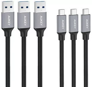 Aukey AUKEY CB-CMD1 zestaw 3 szt nylonowych szybkich kabli Quick Charge USB C-USB 3.0 | 3 x 1m | 5 Gbps - Kable komputerowe i do monitorów - miniaturka - grafika 1