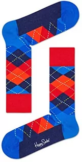 Skarpetki męskie - Happy Socks Argyle Sock, kolorowe i zabawne, Skarpety dla kobiet i mężczyzn, Niebieski-Czerwony (36-40) - grafika 1
