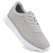 Półbuty damskie - Skórzane półbuty damskie na platformie ażurowe beżowe S.Barski LR51-629 beżowy - miniaturka - grafika 1