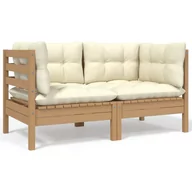 Sofy ogrodowe - VidaXL Lumarko 2-osobowa sofa ogrodowa z kremowymi poduszkami, drewno sosnowe 806649 VidaXL - miniaturka - grafika 1