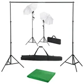 Lampy studyjne - vidaXL Lampa studyjna Fotograficzny zestaw studyjny z tłem lampami i parasolkami 3055084 - miniaturka - grafika 1