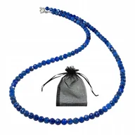 Naszyjniki - Naszyjnik Naturalny Lapis Lazuli faset kulki 4mm Srebrne Zapięcie dł 50cm, bez marki, AG00000401 - miniaturka - grafika 1