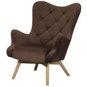 Fotele - Fotel welurowy LIDO brązowy, na nóżkach - miniaturka - grafika 1