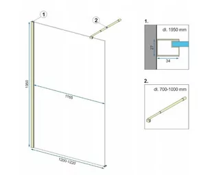 Rea Aero Kabina Walk-in 120x195 cm profile złote szczotkowane REA-K4702 - odbiór osobisty: Kraków, Warszawa - Ścianki i drzwi prysznicowe - miniaturka - grafika 1
