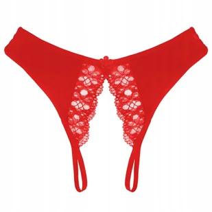 Stringi paseczki czerwone majtki z rozcięciem koronka - S/M - Majtki damskie - miniaturka - grafika 1