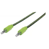 Kable - Manhattan Kabel Sznurowy Kabel audio stereo jack 3.5mm M/M, 1m, Czarno-zielony 3 (394130) - miniaturka - grafika 1