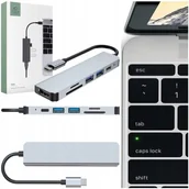 Huby USB - Hub Adapter Stacja Dokująca Do Macbook 6W1 Szary Rozgałęziacz Do Laptopa - miniaturka - grafika 1