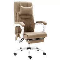 Fotele i krzesła biurowe - vidaXL Krzesło biurowe z funkcją masażu, kolor taupe, obite tkaniną - miniaturka - grafika 1