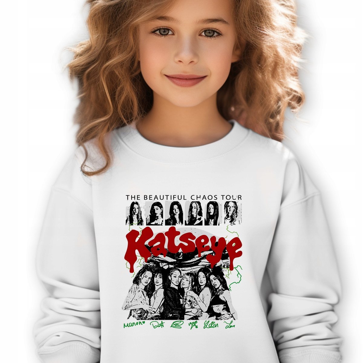 Bluza Dziecięca Biała KATSEYE MUSIC Muzyka K-pop Idolki Prezent - 104 cm Wz