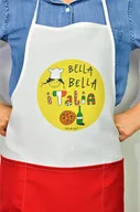 Fartuchy i rękawice kuchenne - Fartuch kuchenny Bella Italia z trzema kieszeniami grafika Aneta Sobie Rysuje - miniaturka - grafika 1