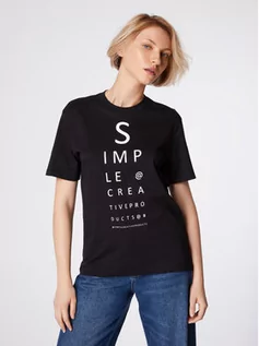 Koszulki i topy damskie - Simple T-Shirt TSD500 Czarny Relaxed Fit - grafika 1