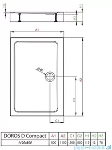 Radaway Doros D Compact Stone brodzik 110x80 biały SDRD1180-05-04S - Brodziki prysznicowe - miniaturka - grafika 2