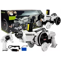 LEANToys Pistolet Wyrzutnia Autko 2 w 1 Zdalnie Sterowany Piankowe Krążki Biały 2,4 G - Zabawki zdalnie sterowane - miniaturka - grafika 1