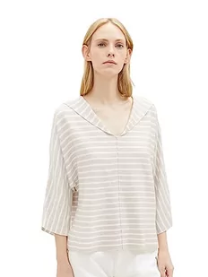 TOM TAILOR Damska bluza z kapturem w paski, 33802-Grey Melange Stripe, L - Bluzy damskie - miniaturka - grafika 1