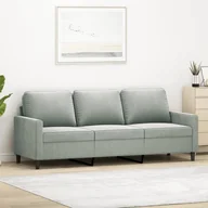 Sofy i kanapy - Sofa 3-osobowa, jasnoszara, 180 cm, tapicerowana aksamitem - miniaturka - grafika 1