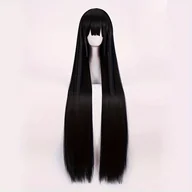 Ozdoby do włosów - TEMU Czarna prosta peruka w stylu anime, 60 cm, uniseks, odporne na ciepło włosy syntetyczne z siateczką na klamrę do cosplayu, konwentów i świąt - miniaturka - grafika 1