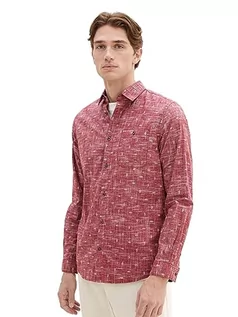 Koszule męskie - TOM TAILOR Męska koszula Poplin Regular Fit ze wzorem w kropki, 32321-red Diamond Design, 3XL - grafika 1