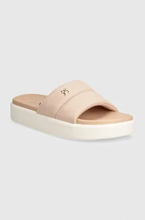 Tommy Hilfiger klapki PLATFORM POOL SLIDE damskie kolor różowy na platformie FW0FW08218 - Klapki i japonki damskie - miniaturka - grafika 1