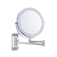 Lusterka do makijażu - Lustro do makijażu montowane na ścianie 8 cali, powiększenie 1X/5X, akumulatorowe, 3-kolorowe regulowane oświetlenie (chrom) - miniaturka - grafika 1