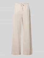 Spodnie damskie - krój regular fit Szerokie spodnie z mieszanki lnu i bawełny Model 'LUISA' - miniaturka - grafika 1