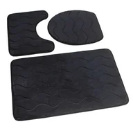 Dywaniki łazienkowe - Dywanik łazienkowy SUMBA kpl 3 szt. czarny 45x75+45x35+35x44 Euromat - miniaturka - grafika 1